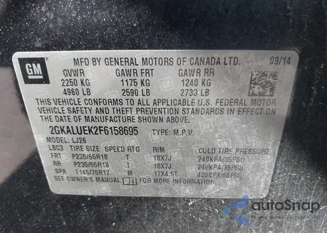 2015 GMC Terrain Denali from USA, damaged, VIN 2GKALUEK2F6158695